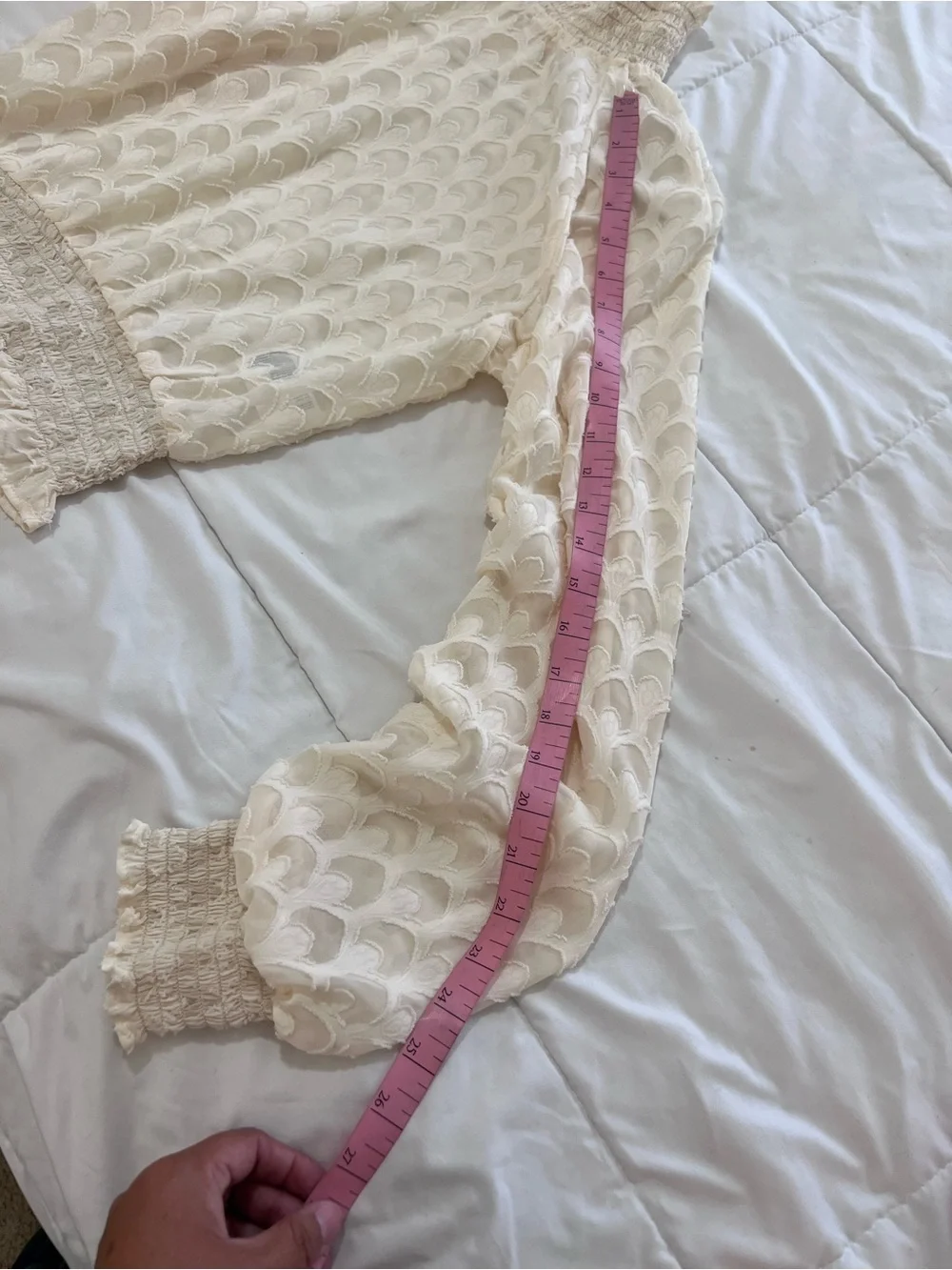 H&M Cream Sheer Turtleneck Ruffled Blouse size 8